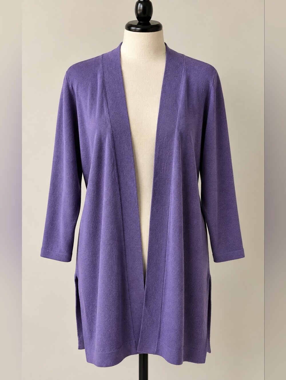 Lily Morgan Purple Long Open Front Cardigan Size L NWT